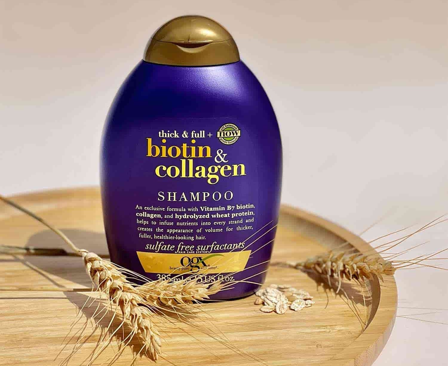 شامپو حجم دهنده مو بیوتین و کلاژن OGX Thick &amp; Full Biotin &amp; Collagen Shampoo - آریاناز بیوتی